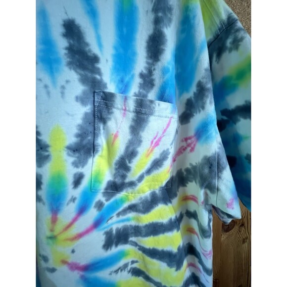 Dickies Shirt Adult XL Blue Tie Dye Pocket Short Sleeve Crew Neck Work - Picture 2 of 7